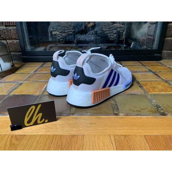 Youth 6.5 Adidas NMD R1 J “White Blue Pink” Athletic Running Sneakers ID9789 - Picture 6 of 7